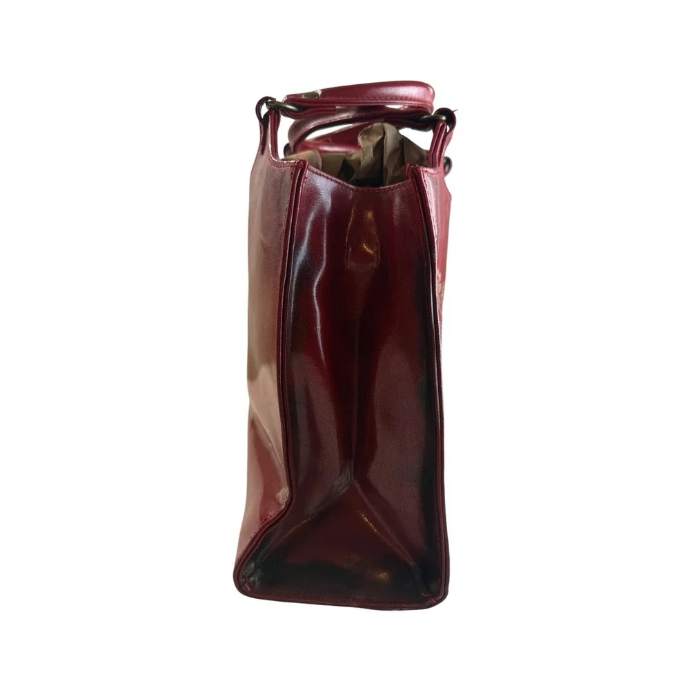 Vtg Burgundy Floral Etched Satchel Handbag Oxblood Bag Cottaecore Dark Academia
